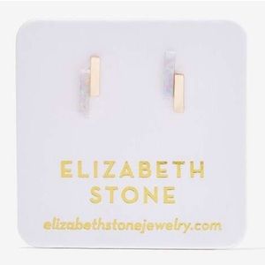 ELIZABETH STONE Gold and Opal Mod Bar Stud Earrings NWT